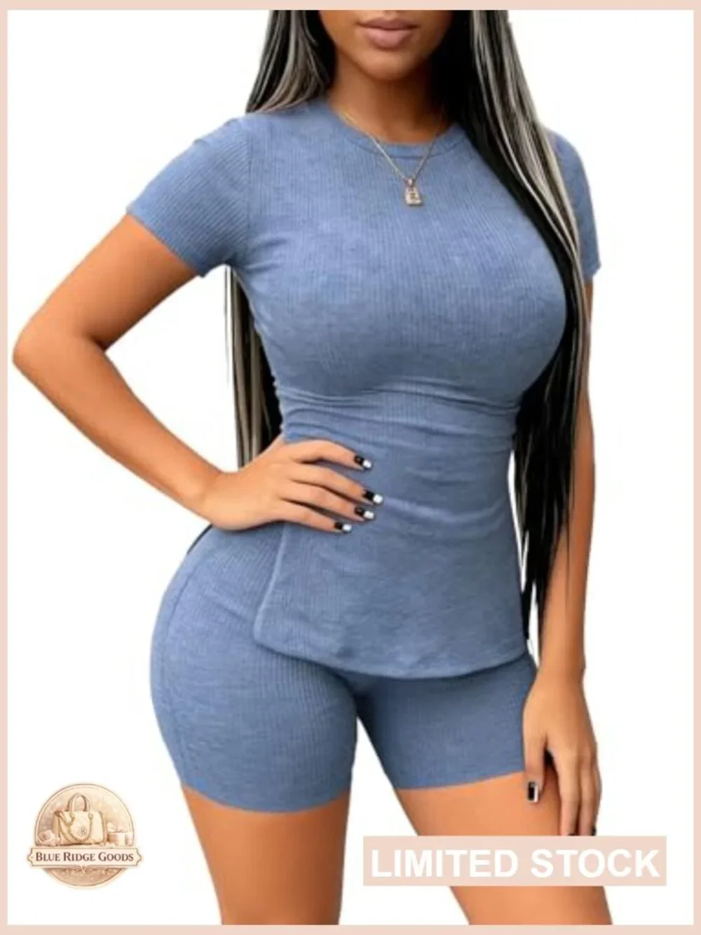 2 Piece Short Set Matching Sweatsuit Lounge Biker Workout Casual Set